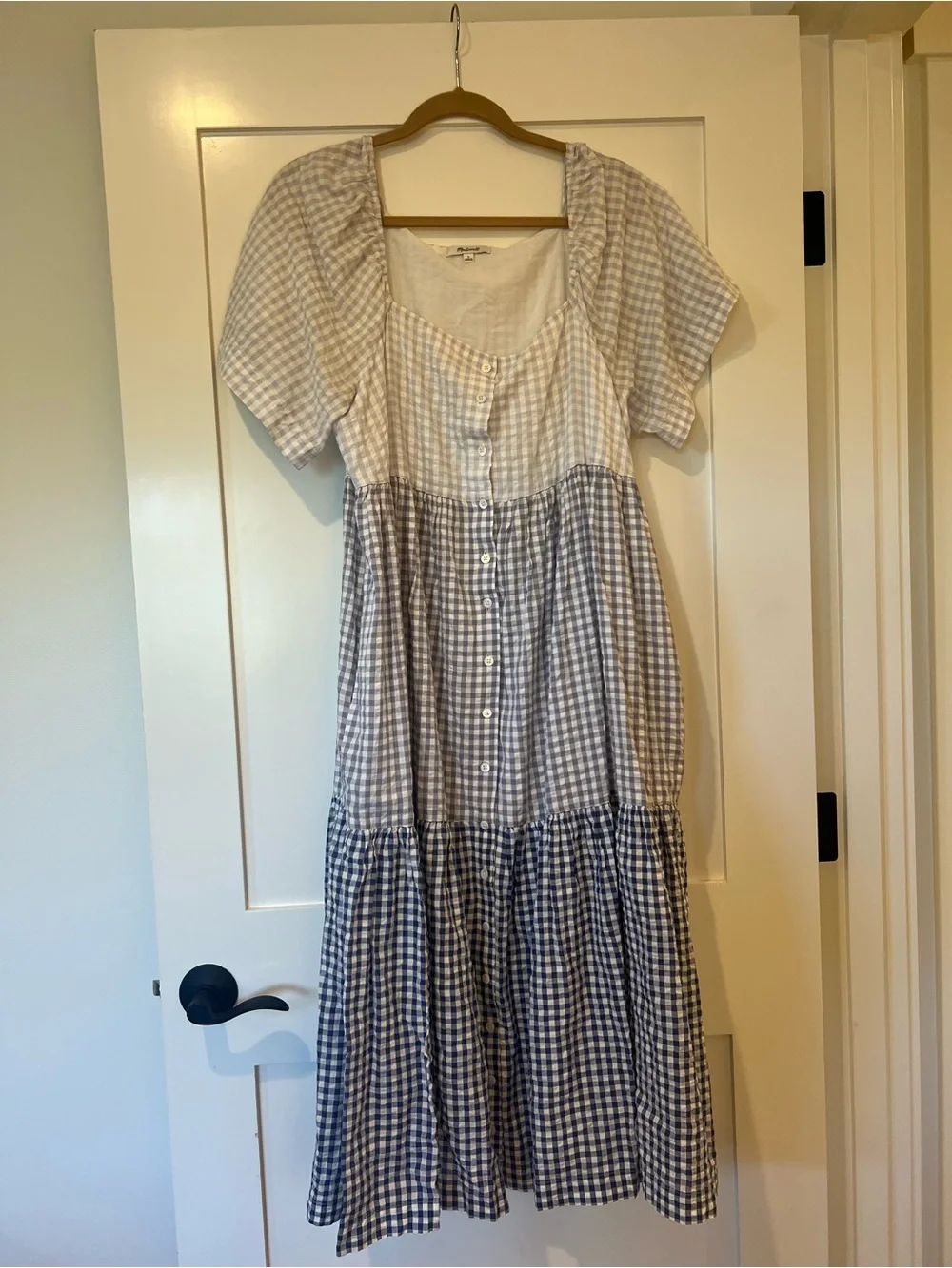 Madewell Patchwork Gingham Midi Dress - Picture 5 of 9